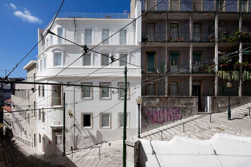 Calçada do Lavra building, Lisbon, Portugal, Architecture, Jorge Mealha, Living, white